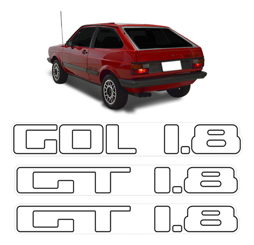 Adesivo Lateral/traseiro Gol Gt 1.8 Volkswagen 84/86 Preto