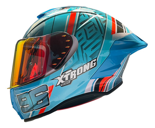 Casco Motociclista Certificado Ece Dot 2206 Dot Xtrong Azul/naranja Tribute 96 L