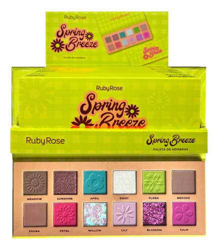 12 Paleta Sombras Spring Breeze Hbf538 Ruby Rose Atacado