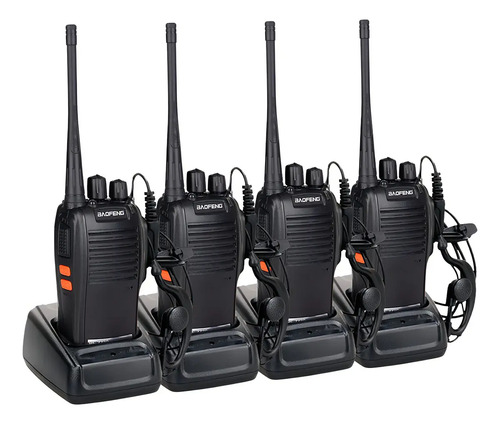 Kit 4 Radios Baofeng Comunicador Frequencia Profissional 16 Canais Cor Preto BF-777S