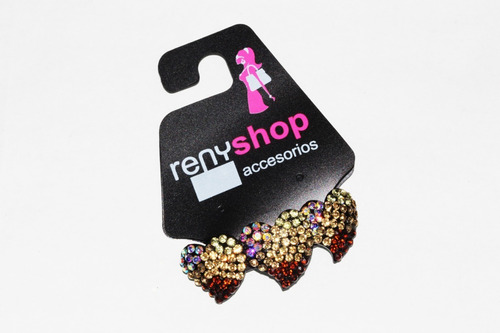 Broche Pasador Cabello Corazoncitos Cristales Cafes Pre521