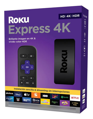 Imagen 1 de 5 de Roku Express 4k Streaming Tv Uhd Hdr Con Control Remoto