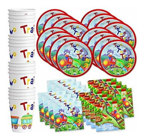 Two Two Train 2nd Birthday Party Supplies Set Platos Servill