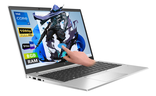 Laptop Elitebook Hp G7 Touch I7-10gen 512 Rom + 8gb Ram Wn11 Plateado (Reacondicionado)