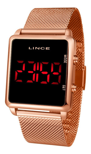 Relogio Lince Feminino Mdr4596l Pxrx Digital Rose Quadrado