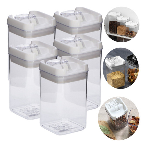 10 Potes Porta Mantimento Hermético Trava Transparente 550ml