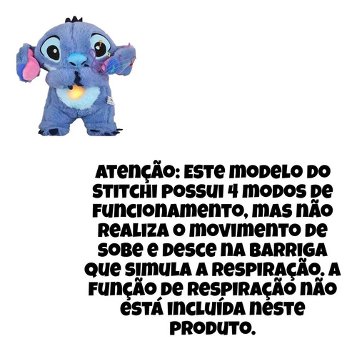 Stitch Pelúcia Azul Alivia A Ansiedade Com Som Luz Azul