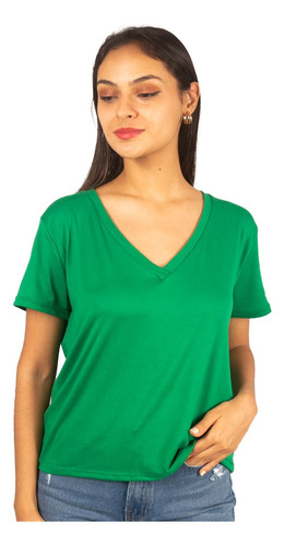 Blusa Amplia Unicolor De Cuello V 619b277