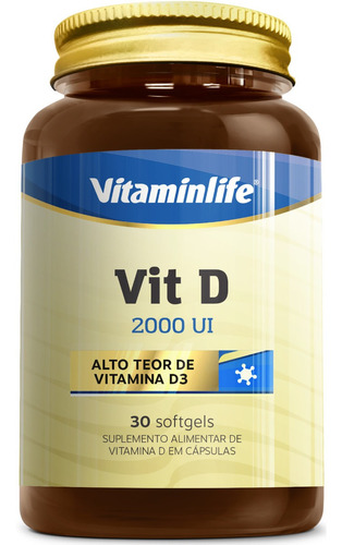 Vitamina D3 2000ui Alto Teor De Vitamina D 30 Softgels