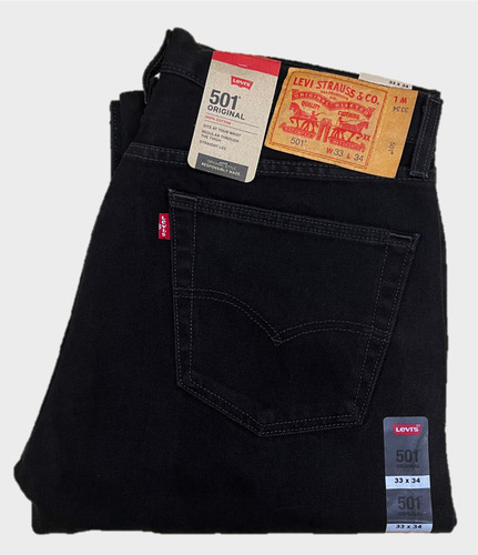 Calça Levi's 501 Tradicional Original Masc. 100% ALG. Preta