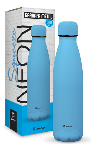 Garrafa Termica Academia Metal Neo 500ml Cores - Azul Neon