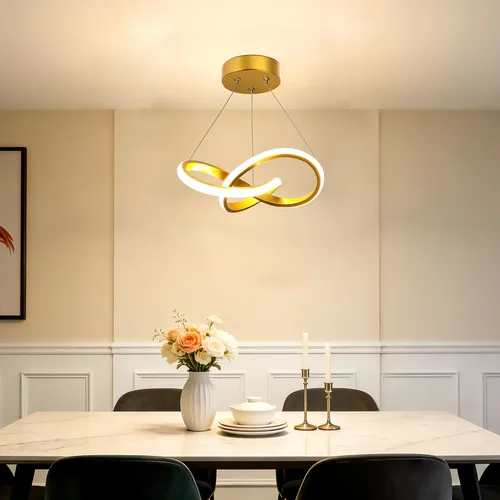 Lustre Pendente Led Moderno 3 Cores Bivolt Sala Quarto 127/220v Dourado