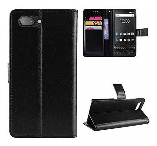 Funda Para Blackberry Key2 Con Ranuras Para Tarjetas Negro Liso