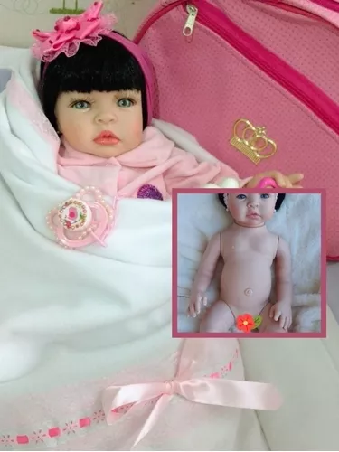 Boneca Bebê Reborn Realista Menina Silicone Pode Dar Banho - USA Magazine
