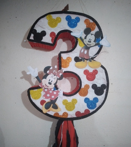 Piñata Cumpleaños Tematica Mickey Mouse Numero 3