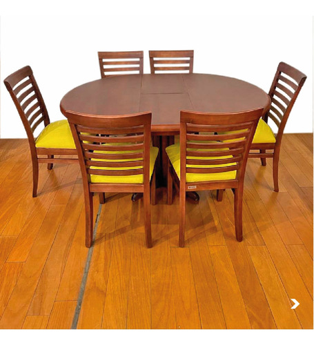 Juego De Comedor Serra Extensible 6 Sillas Madera 160 Cm