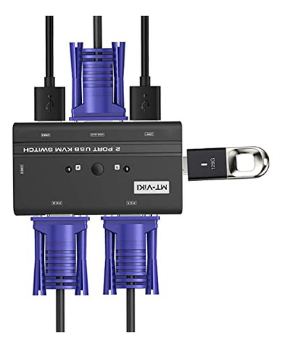 Conmutador Kvm Vga Mtviki 2 Puertos Usb Vga Conmutador Kvm 2