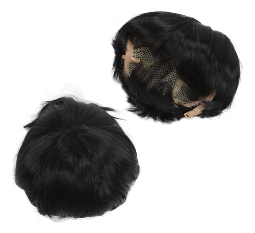 Peluca Completa Para Hombre, Color Negro, De Reemplazo De Pe