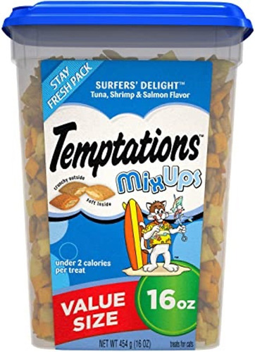 Snacks Gatos Temptations Sabor Atun Camarón Salmón  454 Gr