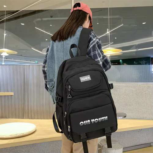 Mochila Versatil Linda Reforçada Espaçosa Grande Cor Preto Desenho Do Tecido Liso