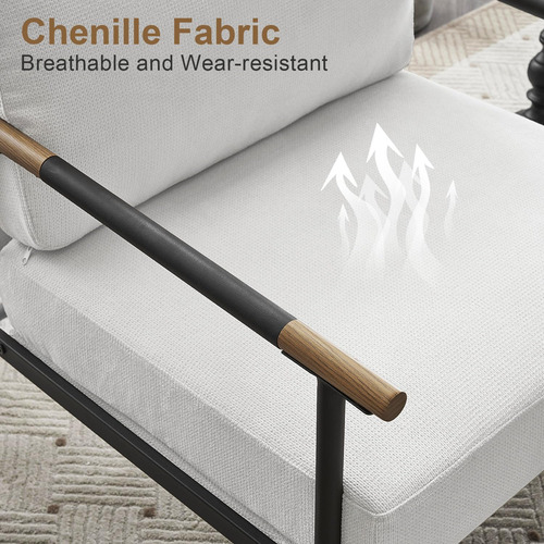 Silla Moderna Con Brazo Decorativo Tapizada Beige Para Salón