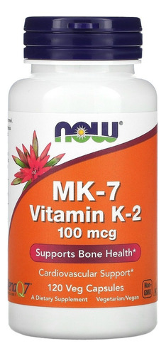 Suplemento en cápsula NOW  Vitamina K2 vitamina k-2 en pote 100 un