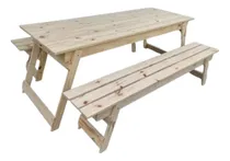 Comprar Juego Mesa Quincho + 2 Bancos Plegables De 2,00mts Pino