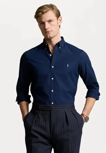 MLB 4235603099 Camisa Masculina Ralph Lauren Custom Fit Azul Marinho JM