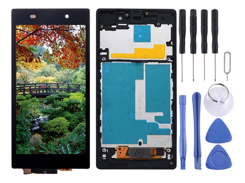 Tela Lcd Preta + Painel De Toque Com Moldura Para Sony