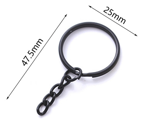 6 X 50x Llaveros Con Cadena Llavero Anillos Conjunto 1 Negro