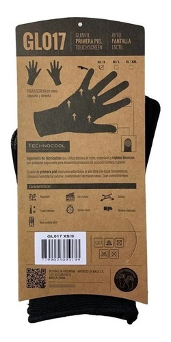 Imagen 2 de 9 de Guantes Primera Piel Tactil Termicos Respirable Waterdog