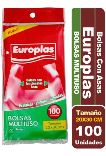 Bolsas Con Asas Multiuso Europlas 20x30 Cm 100 Un