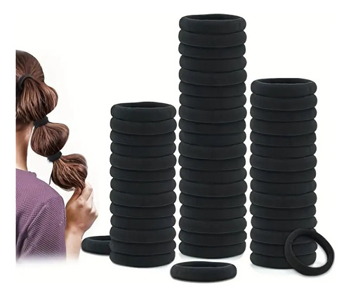 Liga Para Cabello 100 Pzs Donitas Elástica Color Negro Negro