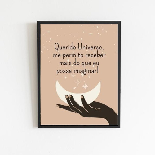 Quadro Querido Universo Me Permito 24x18cm - Vidro Preta