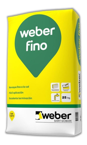 Weber Fino Revoque Fino Para Interiores A La Cal 25kg Sibaco