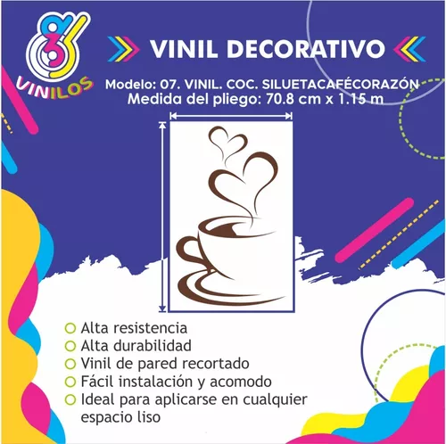 Vinilos Decorativos Vinilo Pared Silueta Taza Café Corazon