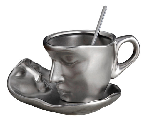 Taza De Café Con Platillo Y Cuchara, Taza De Expreso 3d Con