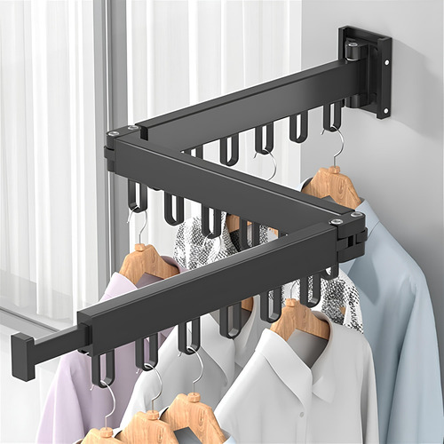 Tender Extensible Ropa Pared Plegable Retractiles Colgador Negro