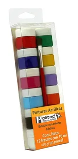 Pintura Acrilica Politec 12 Frascos De 10 Ml Con Pincel