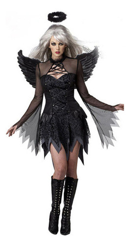 R Vestido De Cosplay Con Alas De Ángel Oscuro Para Mujer G