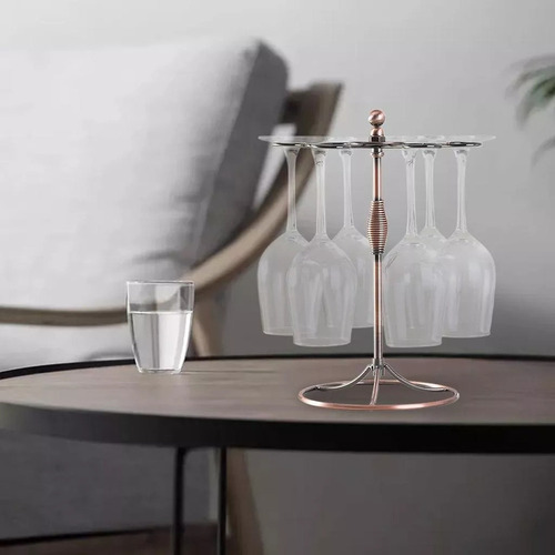 Estante For Copas De Vino Con Portavasos De 6 Ganchos