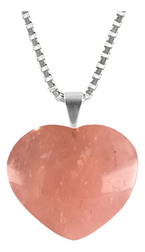 Colar Prata 925 Quartzo Rosa Coração Verdadeiro - P. Vecchio