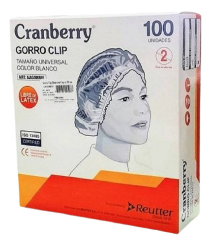 Gorro Tipo Clip Desechables Cranberry 100 Unidades Color Blanco