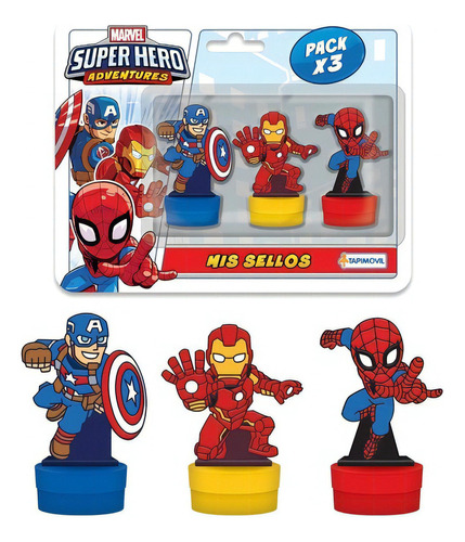 Sellos Tapimovil Con Figuras X3 Marvel Super Hero Adventures