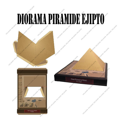 Piramide Ejipto Diorama Papearcraft 15x15cm