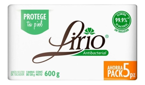 Jabón De Tocador Lirio Antibacterial 5 Pzas De 120 G C/u