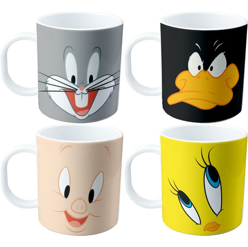 Set De Tazas Plasticas Looney Tunes X 4 