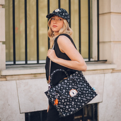 Tote City M Amelie Black Color Negro Diseño De La Tela Liso