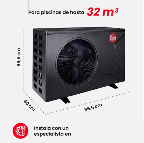Bomba De Calor Piscinas Inverter Rheem Para 30m3 9,5 Kw