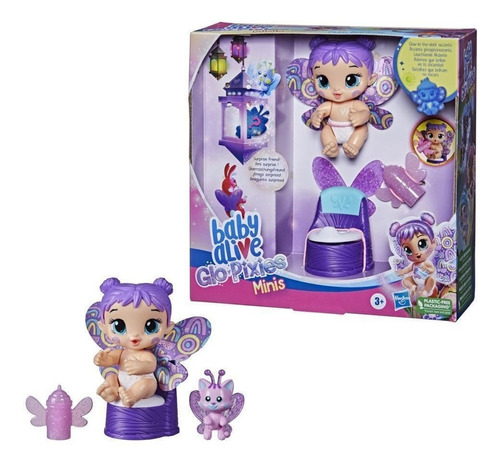 Baby Alive Glo Pixies Minis Muñeca Plum Rainbow Con Mascota